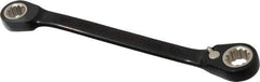 Proto - 1/4" x 5/16" 12 Point Spline Reversible Ratcheting Box Wrench - Double End, 11/16" Head Diam x 1/8" Head Thickness, 4-1/2" OAL, Steel, Black Chrome Finish - Best Tool & Supply