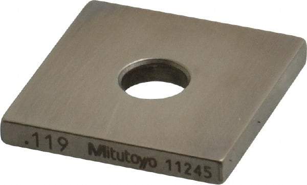 Mitutoyo - 0.119" Square Steel Gage Block - Accuracy Grade 0, Includes Certificate of Inspection - Best Tool & Supply