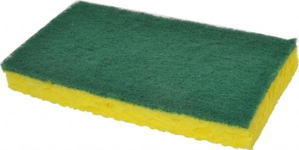 3M - 6.1" Long x 3.6" Wide x 0.7" Thick Scouring Sponge - Medium-Duty, Yellow/Green - Best Tool & Supply