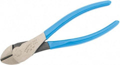 Channellock - 7" OAL, Diagonal Cutter - 25/32" Jaw Length x 1-3/16" Jaw Width, Round Head, Plastic Dipped Handle - Best Tool & Supply