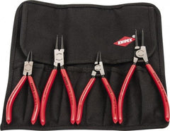 Knipex - 4 Piece, 5/16 to 2-1/2" Bore, 1/8 to 2-1/2" Shaft, Internal/External Retaining Ring Pliers Set - 0.035 to 0.07" Tip Diam Range - Best Tool & Supply