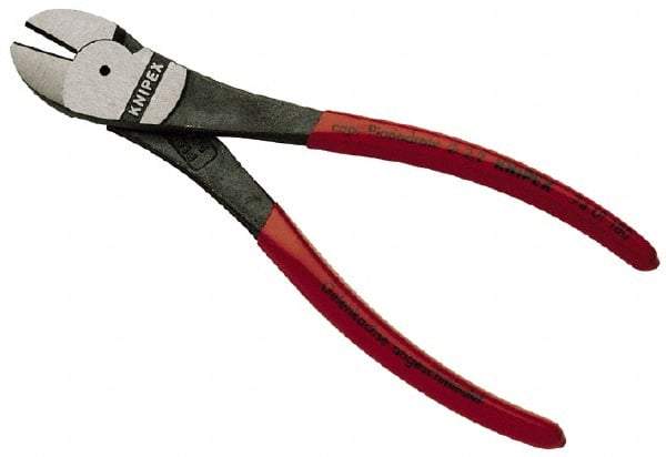 Knipex - 8" OAL, 3/32" Capacity, Diagonal Cutter - 1" Jaw Length x 1" Jaw Width, Oval Head, Plastic Coated Handle - Best Tool & Supply