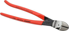 Knipex - 10" OAL, 9/64" Capacity, Diagonal Cutter - 1-1/8" Jaw Length x 1-1/8" Jaw Width, Oval Head, Plastic Coated Handle - Best Tool & Supply