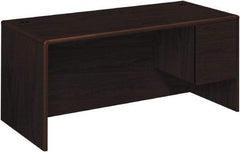 Hon - High Pressure Laminate Right Pedestal Desk - 66" Wide x 30" Deep x 29-1/2" High, Mahogany - Best Tool & Supply