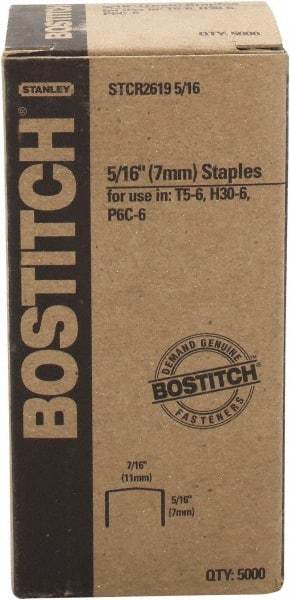 Stanley Bostitch - 1/4" Long x 7/16" Wide, 24 Gauge Crowned Construction Staple - Steel, Chisel Point - Best Tool & Supply