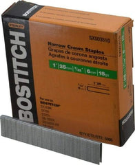 Stanley Bostitch - 1" Long x 7/32" Wide, 18 Gauge Crowned Construction Staple - Steel, Galvanized Finish - Best Tool & Supply