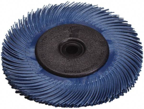 3M - 6" Diam, 7/16" Max Face Width, Plain Hole Radial Bristle Brush - 400 Grit, Super Fine Grade, 10,000 Max RPM, Blue - Best Tool & Supply