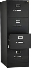 Hon - 18-1/4, 25" Wide x 52" High x 25" Deep, 4 Drawer Vertical File with Lock - Steel, Black - Best Tool & Supply