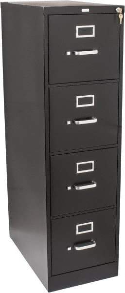 Hon - 15" Wide x 52" High x 25" Deep, 4 Drawer Vertical File with Lock - Steel, Black - Best Tool & Supply