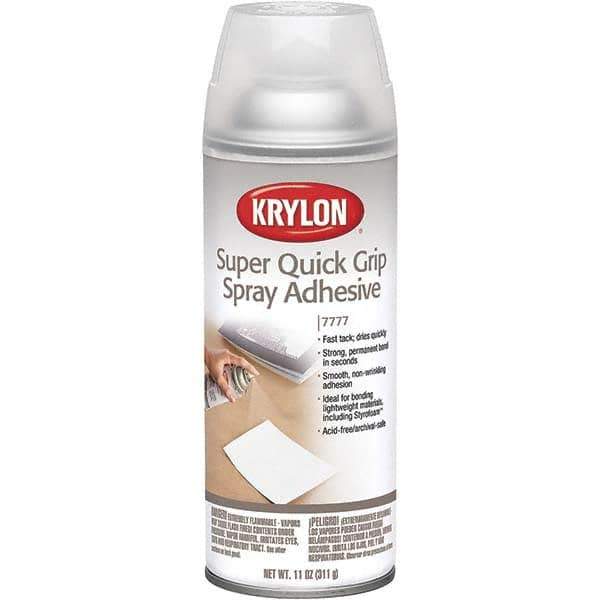 Krylon - 11 oz Aerosol Clear Spray Adhesive - Low Tack, 120°F Heat Resistance, 15 Sq Ft Coverage, Medium Strength Bond, 180 min Max Bonding Time, Flammable - Best Tool & Supply