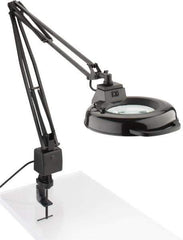 Electrix - 45 Inch, Spring Suspension, Clamp on, Fluorescent, Black, Magnifying Task Light - 22 Watt, 1.75x Magnification, 5 Inch Wide - Best Tool & Supply