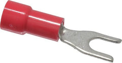 Made in USA - #6 Stud, 22 to 18 AWG Compatible, Fully Insulated, Crimp Connection, Standard Fork Terminal - Best Tool & Supply