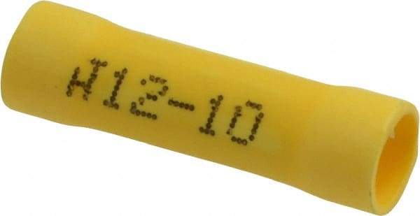 Made in USA - 12 to 10 AWG Compatible, Butt Splice Terminal - Yellow - Best Tool & Supply