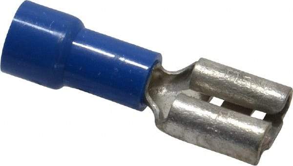 Made in USA - 16 to 14 AWG, Noninsulated, Female Wire Disconnect - 1/4 Inch Wide Tab, Blue - Best Tool & Supply