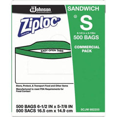 Ziploc - 500 Piece, 22 oz. Capacity, 6-1/2 Inch Long x 6 Inch Wide, Ziploc Sandwich Bag - 1.2 mil Thick, Rectangle Clear Plastic - Best Tool & Supply