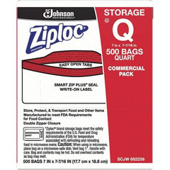 Ziploc - 500 Piece, 1 Quart Capacity, 8 Inch Long x 7 Inch Wide, Ziploc Storage Bag - 1.75 mil Thick, Rectangle Clear Plastic - Best Tool & Supply