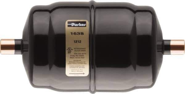 Parker - 1/2" Connection, 9" Long, Refrigeration Liquid Line Filter Dryer - 8" Cutout Length, 822/773 Drops Water Capacity - Best Tool & Supply