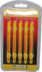 Starrett - 4" Long, 6 Teeth per Inch, Bi-Metal Jig Saw Blade - Toothed Edge, 5/16" Wide x 0.05" Thick, U-Shank, Alternate Tooth Set - Best Tool & Supply