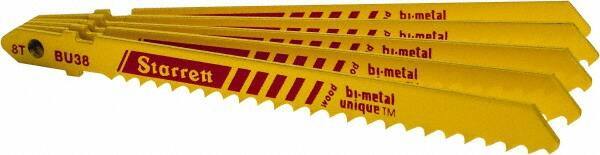 Starrett - 4" Long, 8 Teeth per Inch, Bi-Metal Jig Saw Blade - Toothed Edge, 5/16" Wide x 0.05" Thick, U-Shank, Alternate Tooth Set - Best Tool & Supply