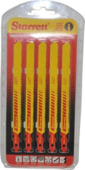 Starrett - 5" Long, 10 to 14 Teeth per Inch, Bi-Metal Jig Saw Blade - Toothed Edge, 3/8" Wide x 0.04" Thick, U-Shank, Wavy Tooth Set - Best Tool & Supply