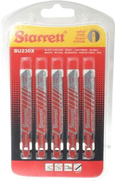 Starrett - 3" Long, Bi-Metal Jig Saw Blade - Continuous Edge, 5/16" Wide x 0.04" Thick, U-Shank - Best Tool & Supply