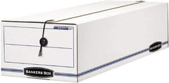 BANKERS BOX - 1 Compartment, 9-3/4" Wide x 6-1/4" High x 23-3/4" Deep, Storage Box - Corrugated Cardboard, White/Blue - Best Tool & Supply