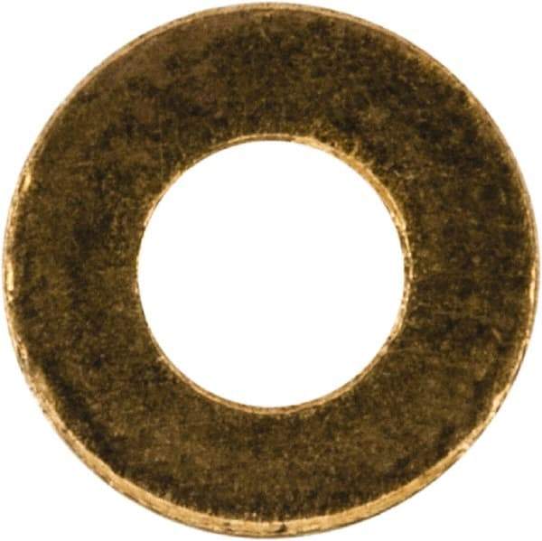 Value Collection - #2 Screw, Brass Standard Flat Washer - 0.099" ID x 0.187" OD, 0.02" Thick, Plain Finish - Best Tool & Supply