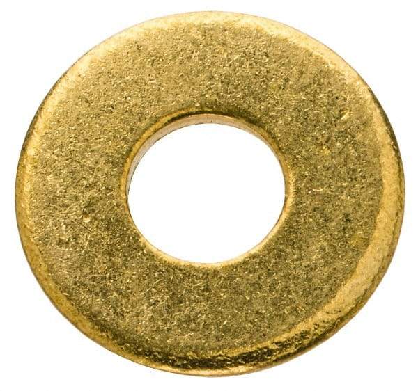 Value Collection - #10 Screw, Brass Standard Flat Washer - 0.2" ID x 1/2" OD, 0.04" Thick, Plain Finish - Best Tool & Supply