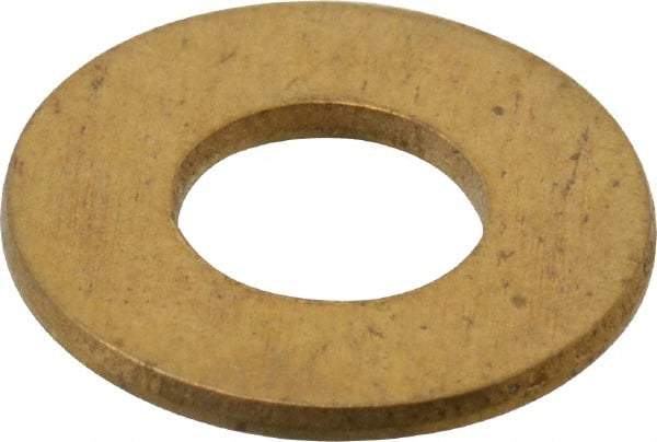 Value Collection - #10 Screw, Brass Standard Flat Washer - 0.2" ID x 0.437" OD, 0.036" Thick, Plain Finish - Best Tool & Supply