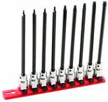 9 Piece - T8; T9; T10; T15; T20; T25; T27; T30; T40 - 6" OAL - 3/8" Drive Torx Bit Socket Set - Best Tool & Supply