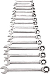 GearWrench - 16 Piece, 8mm to 24mm, 12 Point Combination Wrench Set - Metric Measurement Standard, Full Polish Chrome Finish - Best Tool & Supply