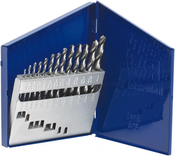 Irwin - 1/16 to 1/4", 118° Point, Bright Finish, High Speed Steel Jobber Length Drill Bit Set - Best Tool & Supply