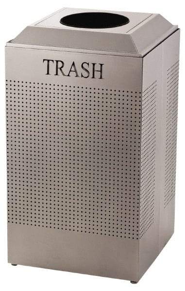 Rubbermaid - 29 Gal Silver Square Recycling Container - Steel, 32-3/8" High x 18-1/2" Long x 18-1/2" Wide - Best Tool & Supply