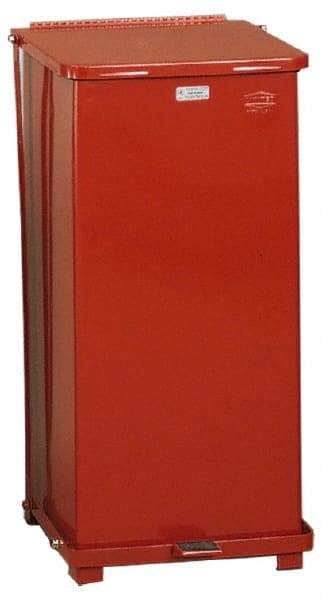 Rubbermaid - 24 Gal Square Unlabeled Trash Can - 30" High x 15" Long x 15" Wide, Red, Steel - Best Tool & Supply