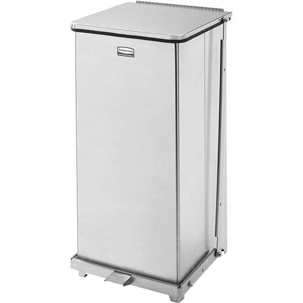 Rubbermaid - 24 Gal Square Unlabeled Trash Can - 30" High x 15" Long x 15" Wide, Stainless Steel - Best Tool & Supply