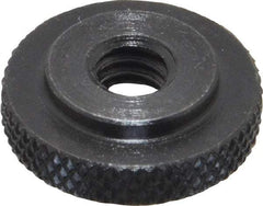 Gibraltar - 1/4-20" UNC Thread, Black Oxide Finish, Steel Round Knurled Check Nut - 7/32" Overall Height, 3/4" Head Diam, 1/2" Base Diam - Best Tool & Supply