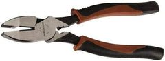 Paramount - 9" OAL, 1-9/16" Jaw Length x 1-1/4" Jaw Width, Side Cutting Linesman's Pliers - Serrated Jaw, New England Style Head, Double Injection Molded Handles - Best Tool & Supply