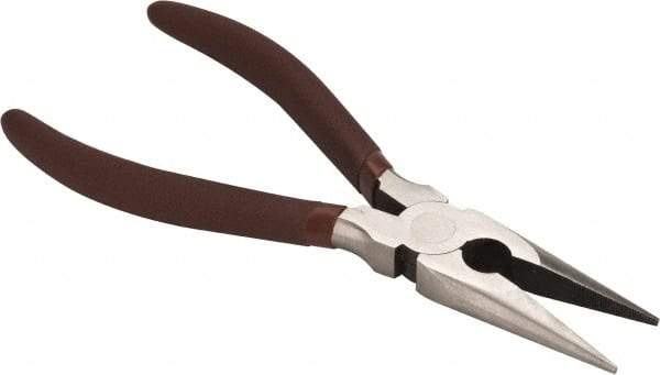 Paramount - 8" OAL, 2-23/64" Jaw Length x 7/8" Jaw Width, Long Nose Side Cutting Pliers - Serrated Jaw, Standard Head, Plastic Dipped Handles - Best Tool & Supply