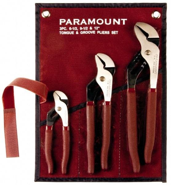 Paramount - 3 Piece Tongue & Groove Plier Set - Comes in Canvas Roll - Best Tool & Supply