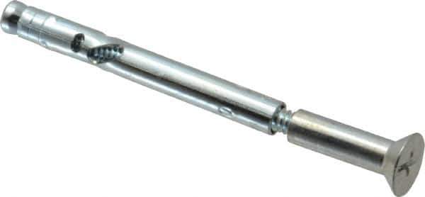 Powers Fasteners - 1/4" Diam, 1/4" Drill, 3" OAL, Sleeve Concrete Anchor - 1018 Steel, Flat Head, Combination Slotted/Phillips Drive - Best Tool & Supply