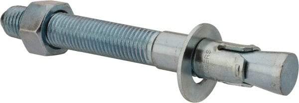 Powers Fasteners - 1" Diam, 1" Drill, 9" OAL, 2" Min Embedment Wedge Expansion Concrete Anchor - 1018 Steel, Zinc-Plated Finish, Hex Nut Head, Hex Drive, 5-3/8" Thread Length - Best Tool & Supply