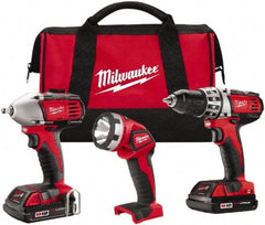 Milwaukee Tool - 18 Volt Cordless Tool Combination Kit - Includes 1/2" Compact Drill/Driver & 3/8" Compact Impact Wrench, Lithium-Ion Battery Included - Best Tool & Supply