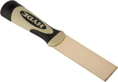 Hyde Tools - 1-1/4" Wide Brass Putty Knife - Stiff, Cushioned Grip Polypropylene Handle, 8" OAL - Best Tool & Supply