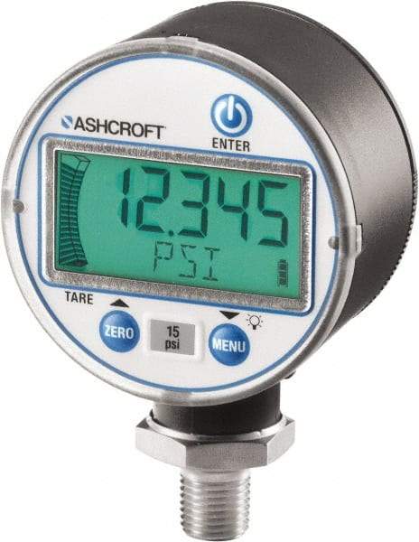 Ashcroft - 2-1/2" Dial, 30-0 Hg VAC Scale Range, Pressure Gauge - Lower Connection Mount, Accurate to ±0.5% of Scale - Best Tool & Supply