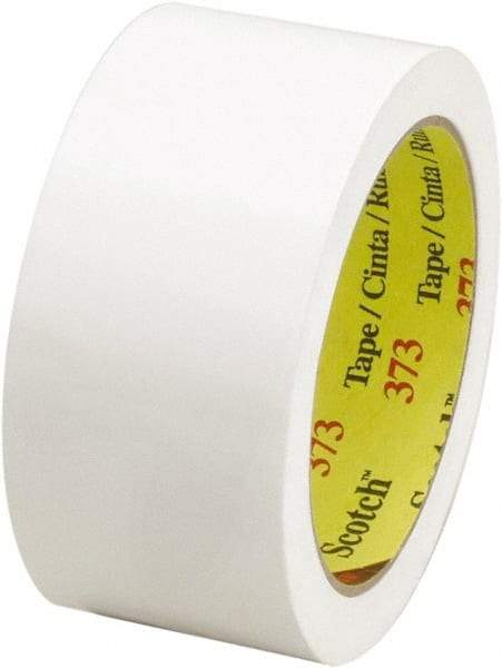 3M - 2" x 55 Yd White Rubber Adhesive Sealing Tape - Polypropylene Film Backing, 2.5 mil Thick, 60 Lb Tensile Strength, Series 373 - Best Tool & Supply