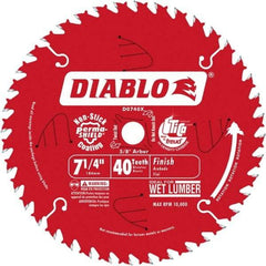 Freud - 7-1/4" Diam, 5/8" Arbor Hole Diam, 40 Tooth Wet & Dry Cut Saw Blade - Carbide-Tipped, Standard Round Arbor - Best Tool & Supply