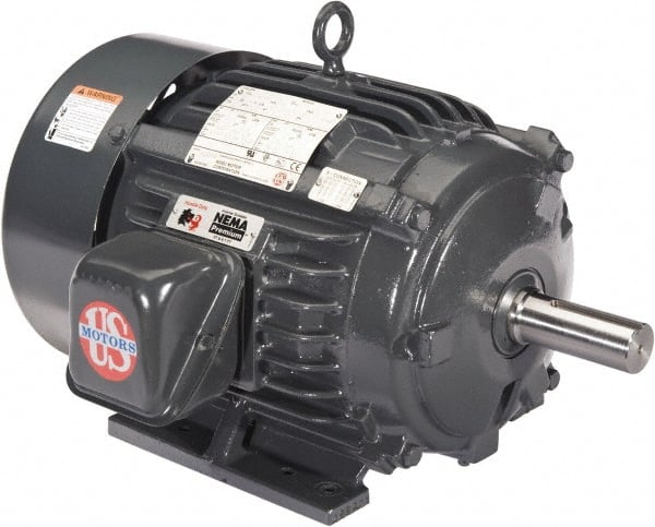 US Motors - 1 hp, TEFC Enclosure, No Thermal Protection, 1755, 1440 RPM, 208-230/460 & 190/380 Volt, 60/50 Hz, Three Phase Premium Efficient Motor - Exact Industrial Supply