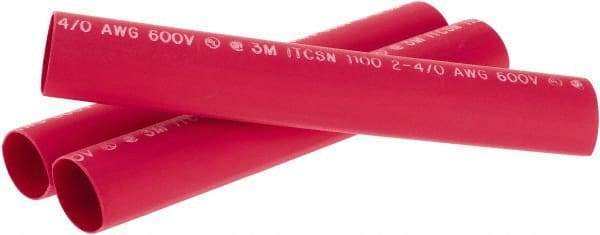 3M - 9" Long, 4:1, Polyolefin Heat Shrink Electrical Tubing - Red - Best Tool & Supply