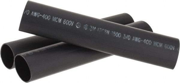 3M - 9" Long, 4:1, Polyolefin Heat Shrink Electrical Tubing - Black - Best Tool & Supply