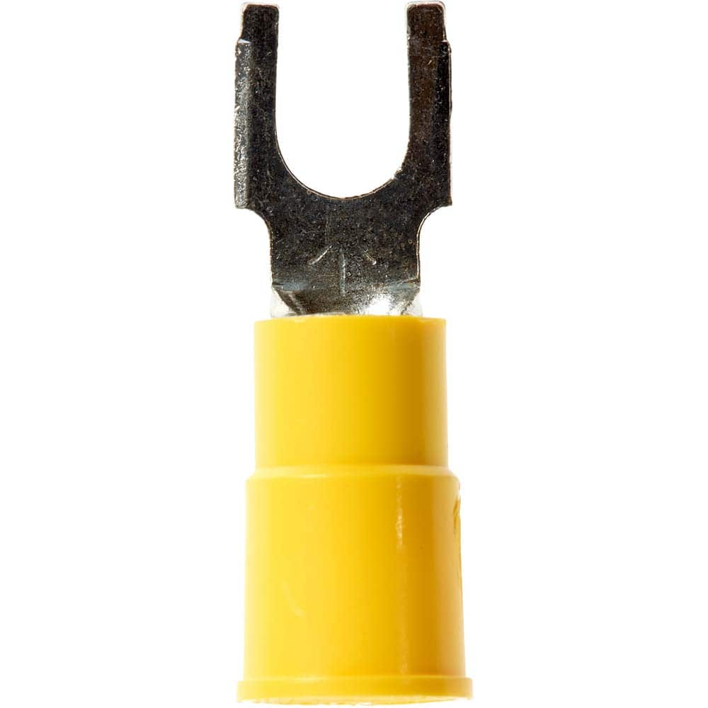 3M - #6 Stud, 12 to 10 AWG Compatible, Partially Insulated, Crimp Connection, Standard Fork Terminal - Best Tool & Supply